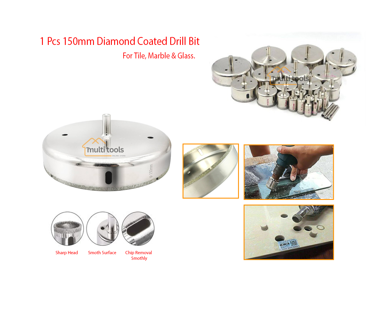 150 mm Diamond Coated Drill Bit Hole Saw Cutter For Glass Tile Ceramic